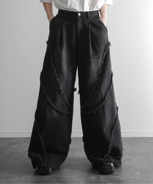 KUUUPY（クーピー） ジーンズ Fringed Baggy Wide-Leg Denim Pants