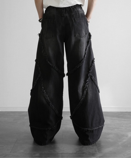 KUUUPY（クーピー） ジーンズ Fringed Baggy Wide-Leg Denim Pants