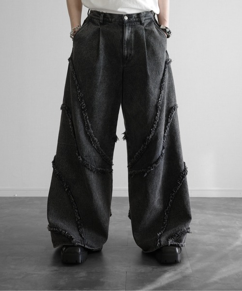 KUUUPY（クーピー） ジーンズ Fringed Baggy Wide-Leg Denim Pants