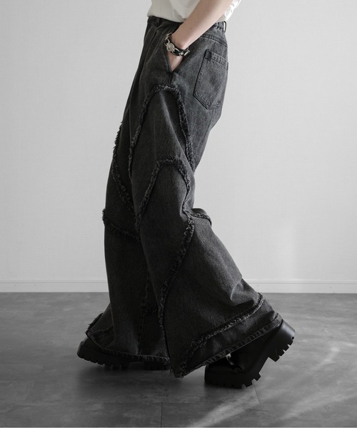 KUUUPY（クーピー） ジーンズ Fringed Baggy Wide-Leg Denim Pants
