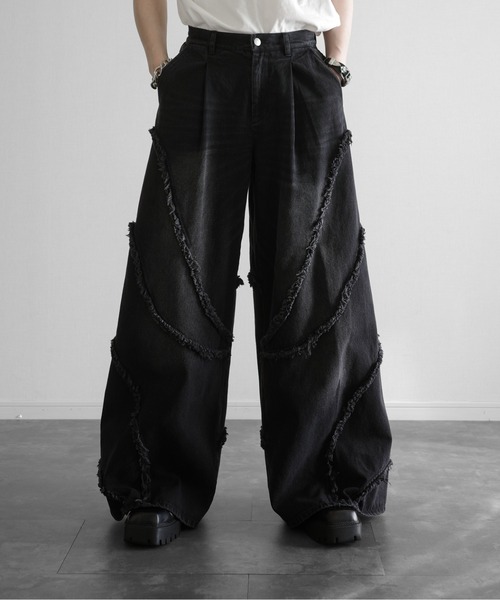 ぱるぴーページです。 KUUUPY（クーピー） ジーンズ Fringed Baggy Wide-Leg Denim Pants