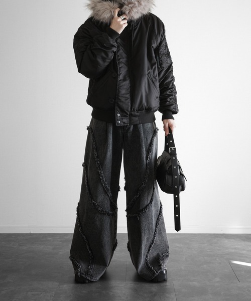 KUUUPY（クーピー） ジーンズ Fringed Baggy Wide-Leg Denim Pants