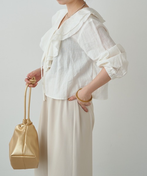 「Omekashi」 長袖ブラウス FREE オフホワイト レディース_画像4