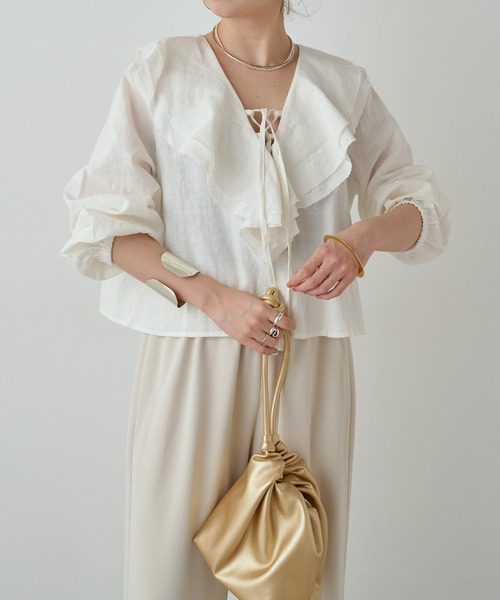 「Omekashi」 長袖ブラウス FREE オフホワイト レディース_画像6