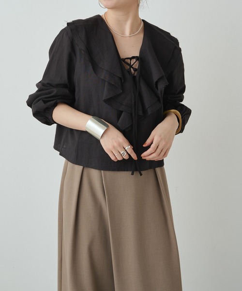 「Omekashi」 長袖ブラウス FREE オフホワイト レディース_画像7