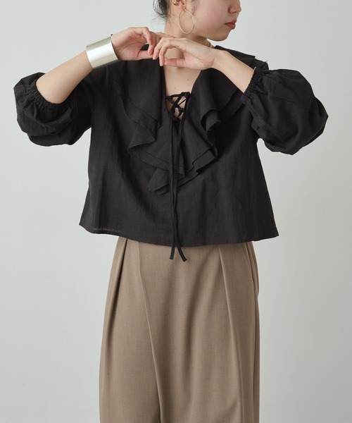 「Omekashi」 長袖ブラウス FREE オフホワイト レディース_画像9