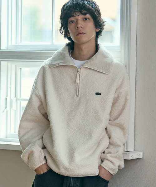 LACOSTE トレーナー スウェット オーバーサイズハイネックハーフジップ  