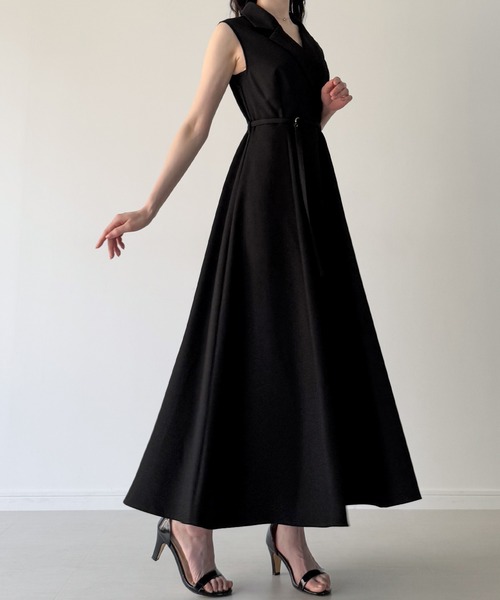 JUNOAH（ジュノア） ノースリーブワンピース LARGE チャコール