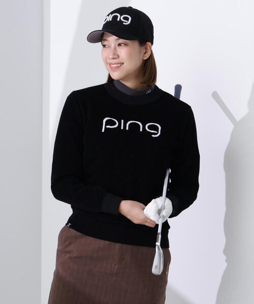 ニット セーター 「PING APPAREL」pingジャカード モールニットクルーネックニットプルオーバー 「GOLD」 (LADIES)