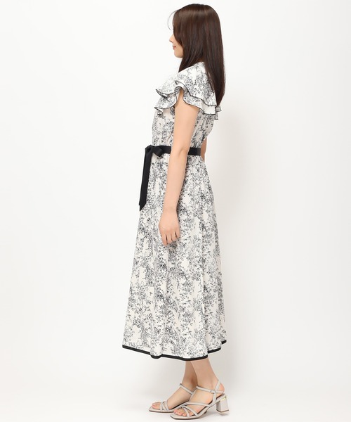 「MISCH MASCH」 半袖ワンピース フリ- ブルー レディース_画像9