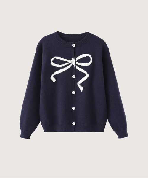 LA POMME petit（ラポミ・プチ） カーディガン Ribbon Motif Navy