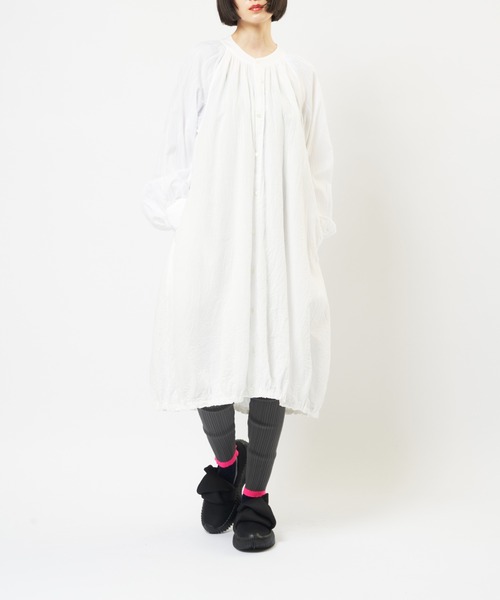 gomme（ゴム） シャツワンピース ダブルガーゼ ロングシャツワンピース