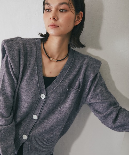 SMILE ORCHID（スマイルオーキッド） カーディガン ウール100%肩パット