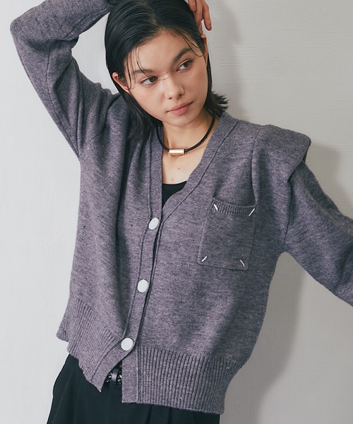 SMILE ORCHID（スマイルオーキッド） カーディガン ウール100%肩パット