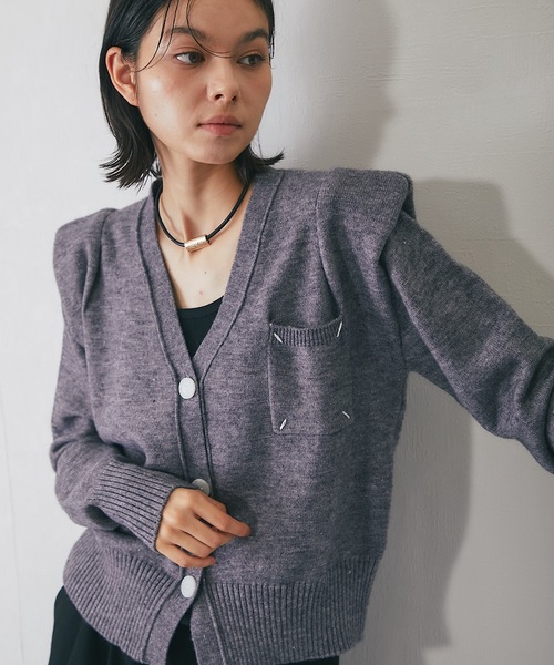 SMILE ORCHID（スマイルオーキッド） カーディガン ウール100%肩パット