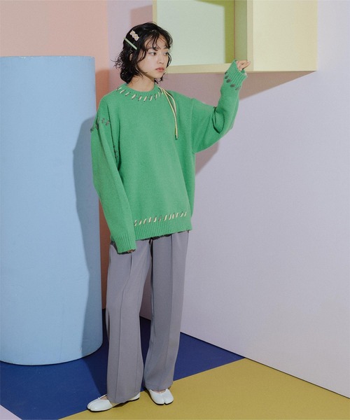 「miette」 長袖ニット FREE アイボリー レディース_画像3