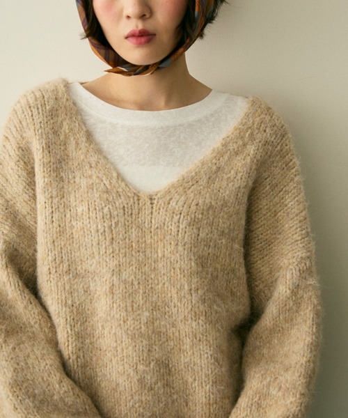 full/fill. ニット セーター mix yarn v neck knit / ミックスヤーンV