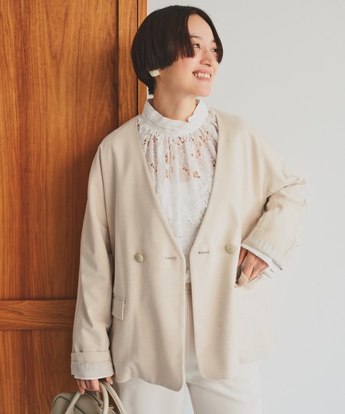 pual ce cin ジャケット ノーカラージャケット ラペルレス レディース