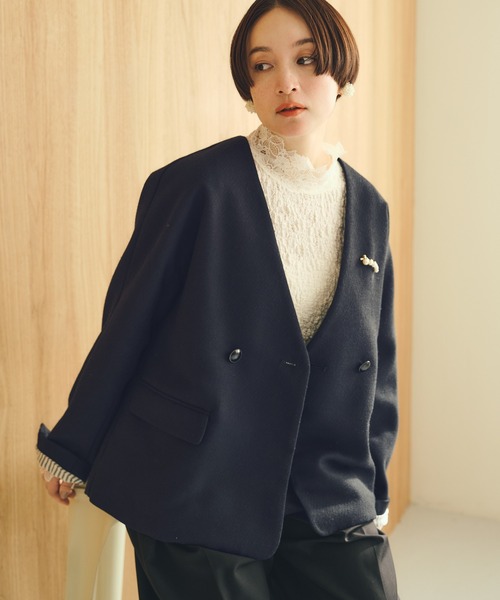 pual ce cin ジャケット ノーカラージャケット ラペルレス レディース