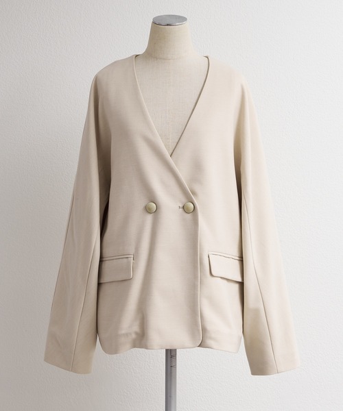 pual ce cin ジャケット ノーカラージャケット ラペルレス レディース