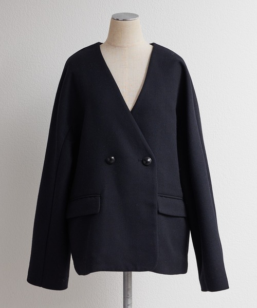 pual ce cin ジャケット ノーカラージャケット ラペルレス レディース