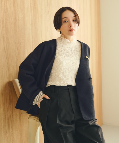 pual ce cin ジャケット ノーカラージャケット ラペルレス レディース