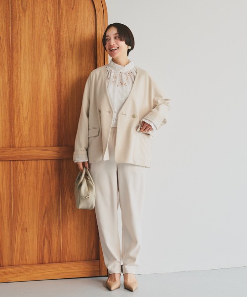 pual ce cin ジャケット ノーカラージャケット ラペルレス レディース