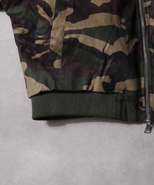 ブルゾン アウター フードファー クロップド 迷彩 ジャケット / Hooded