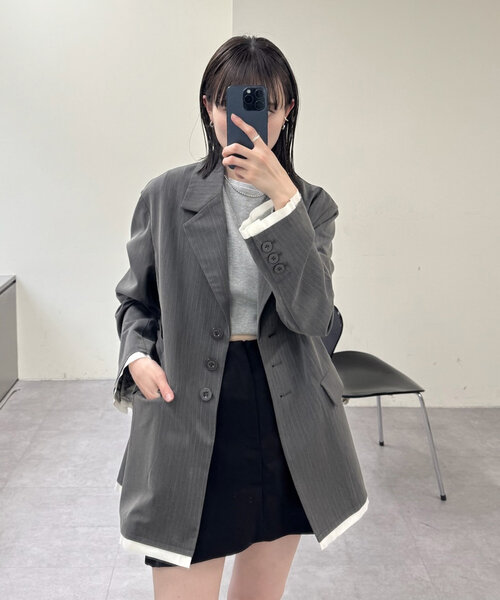 mystic（ミスティック） テーラードジャケット FREE グレー レディース