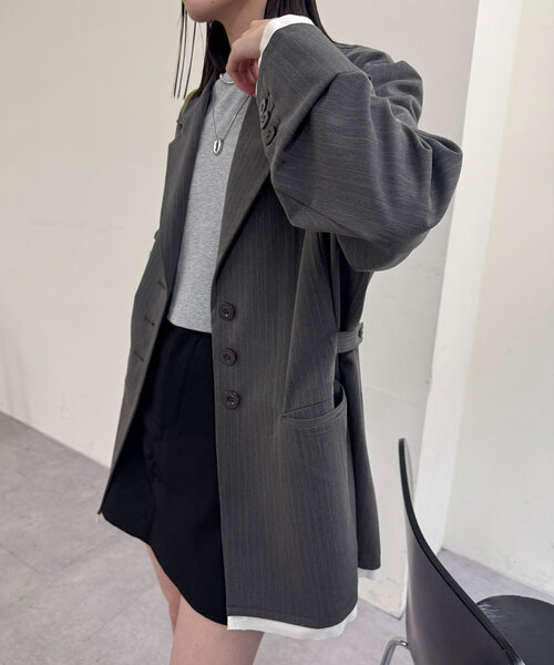 mystic（ミスティック） テーラードジャケット FREE グレー レディース