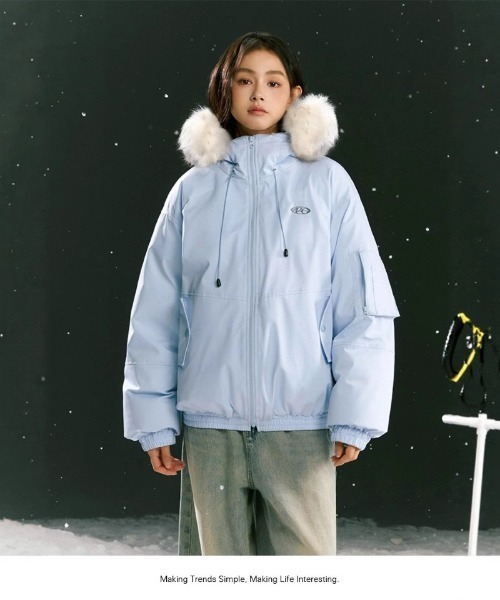 ソブ☆エコファーダウンコート ダウンコート ダウンジャケット フェイクファーフード付き スタンド