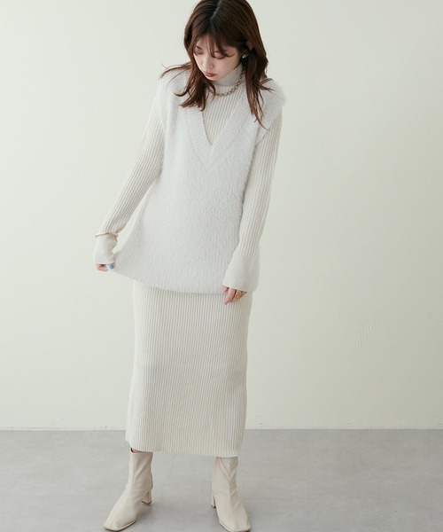 「LARUTA」 コンビワンピース FREE オフホワイト レディース_画像3