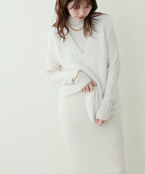 「LARUTA」 コンビワンピース FREE オフホワイト レディース_画像4