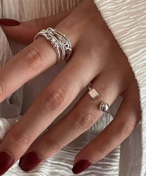 指輪 リング 「456780」カジュアルシルバーリング2個セット(RZ
