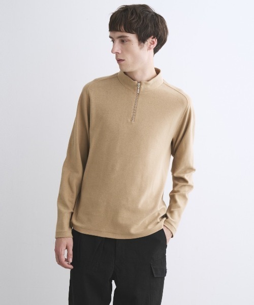 three dots（スリー ドッツ） tシャツ コンパクトパイル ハーフジップ 