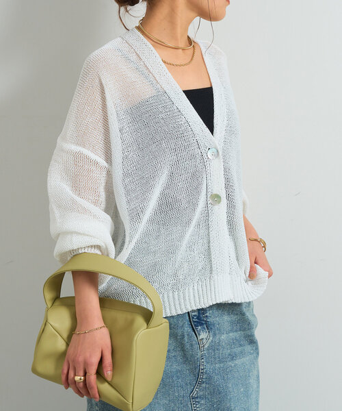 「un dix cors」 ニットカーディガン FREE ネイビー レディース_画像2