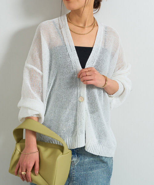 「un dix cors」 ニットカーディガン FREE ネイビー レディース_画像3