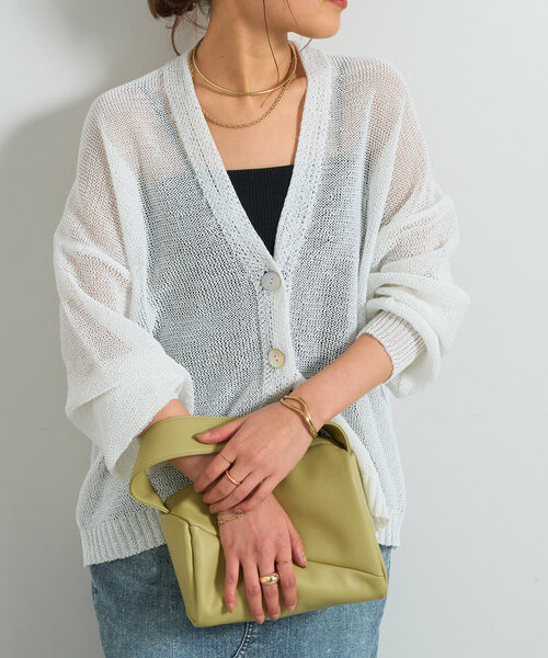 「un dix cors」 ニットカーディガン FREE ネイビー レディース_画像6