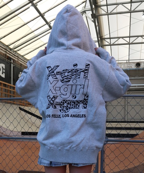 X-Girl XLARGE コラボグレー パーカー Sサイズ X-girl（エックスガール） パーカー 「ムラサキスポーツ限定」X-GIRL