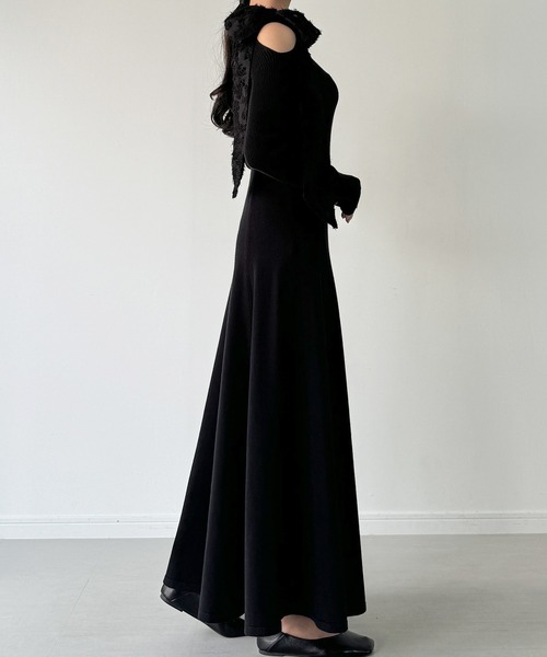 「Meiru」 ニットワンピース MEDIUM チャコール レディース_画像5