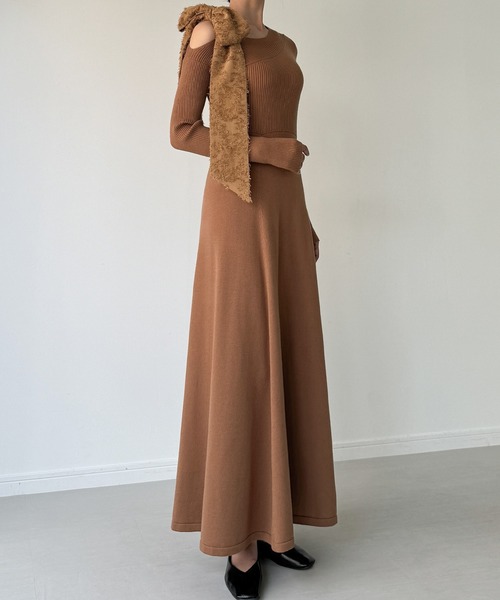 「Meiru」 ニットワンピース MEDIUM チャコール レディース_画像6