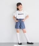 パンツ キッズ デニムバックリボンショートパン...の詳細画像1