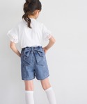 パンツ キッズ デニムバックリボンショートパン...の詳細画像3