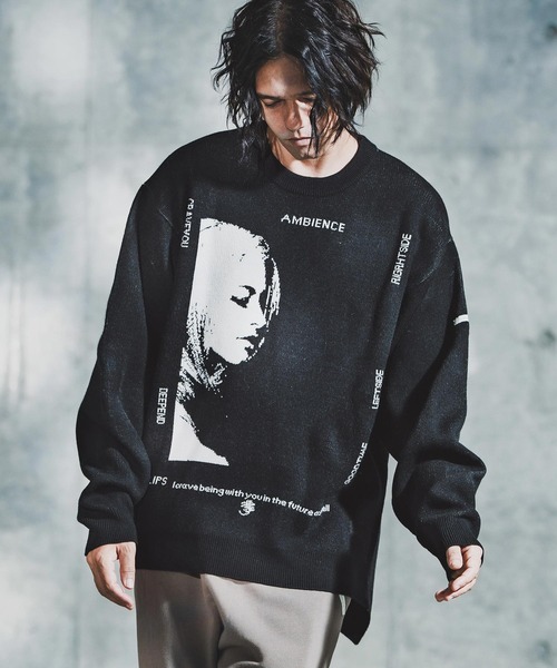 「GLIMCLAP」 長袖ニット L ブラック メンズ_画像8