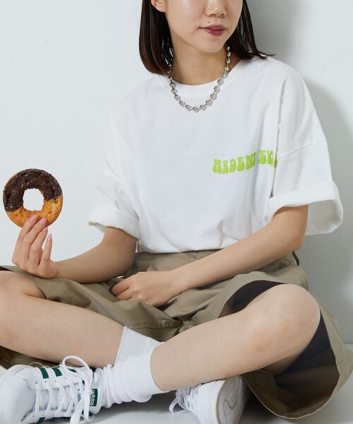 「PUBLUX」 半袖Tシャツ フリ- ブラック レディース_画像4