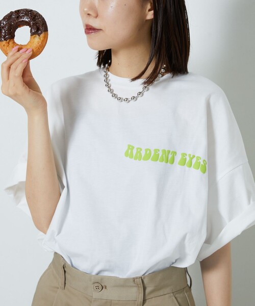 「PUBLUX」 半袖Tシャツ フリ- ブラック レディース_画像5