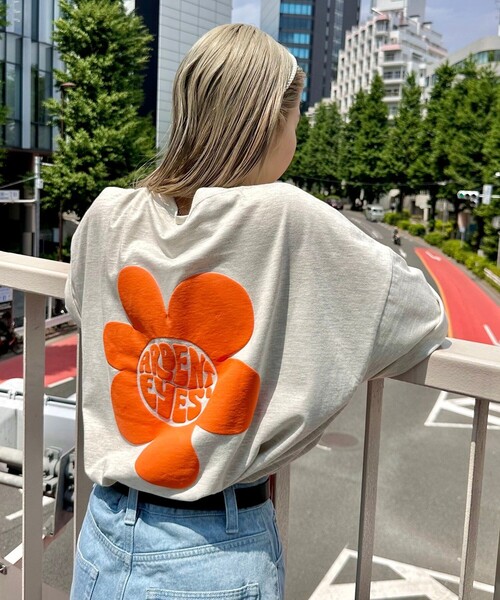 「PUBLUX」 半袖Tシャツ フリ- ブラック レディース_画像6