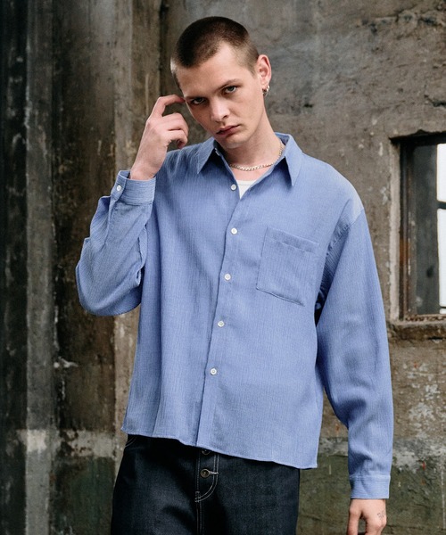 Regen Glanz シャツ crinkle texture relaxed shirt / クリンクル