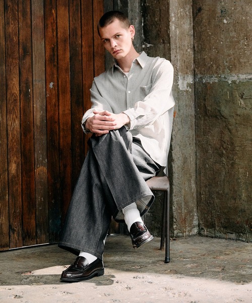 Regen Glanz シャツ crinkle texture relaxed shirt / クリンクル