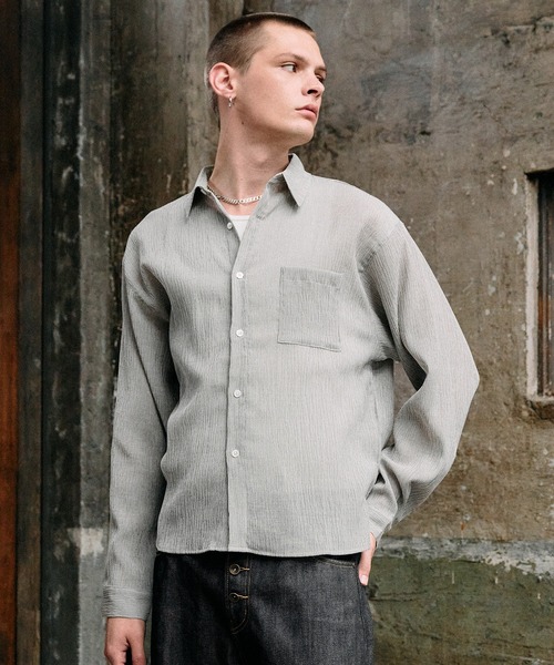 Regen Glanz シャツ crinkle texture relaxed shirt / クリンクル